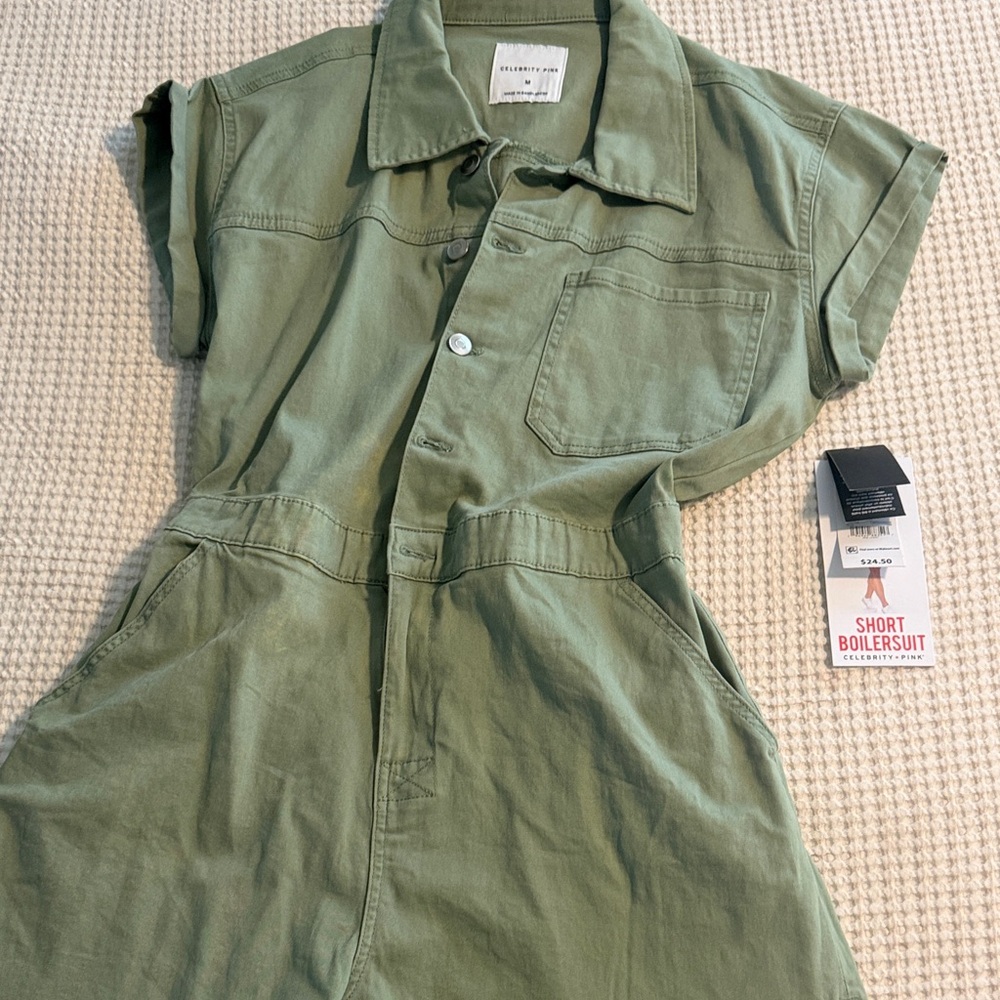 Celebrity Pink Olive Green Short Boilersuit
